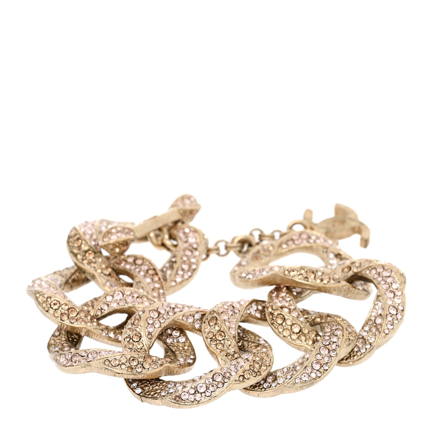 Crystal CC Chain Link Bracelet Gold Pale Pink