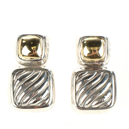 David Yurman Sterling Silver 18K Yellow Gold Cable Albion Earrings 1 of 7