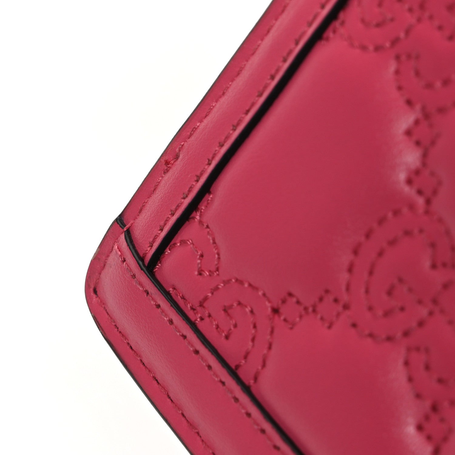 Gucci Calfskin GG Matelasse Chain Wallet Rhodamine Pink 10 of 11