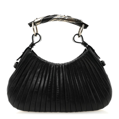 Saint Laurent Pleated Lambskin Horn Small Mombasa Hobo Black 1 of 10