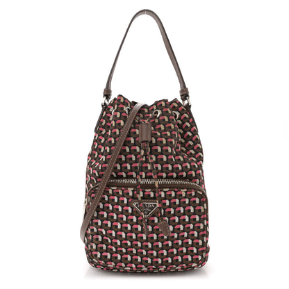 Prada Nylon Saffiano Otta Print Bucket Crossbody Bag Rosa 1 of 11