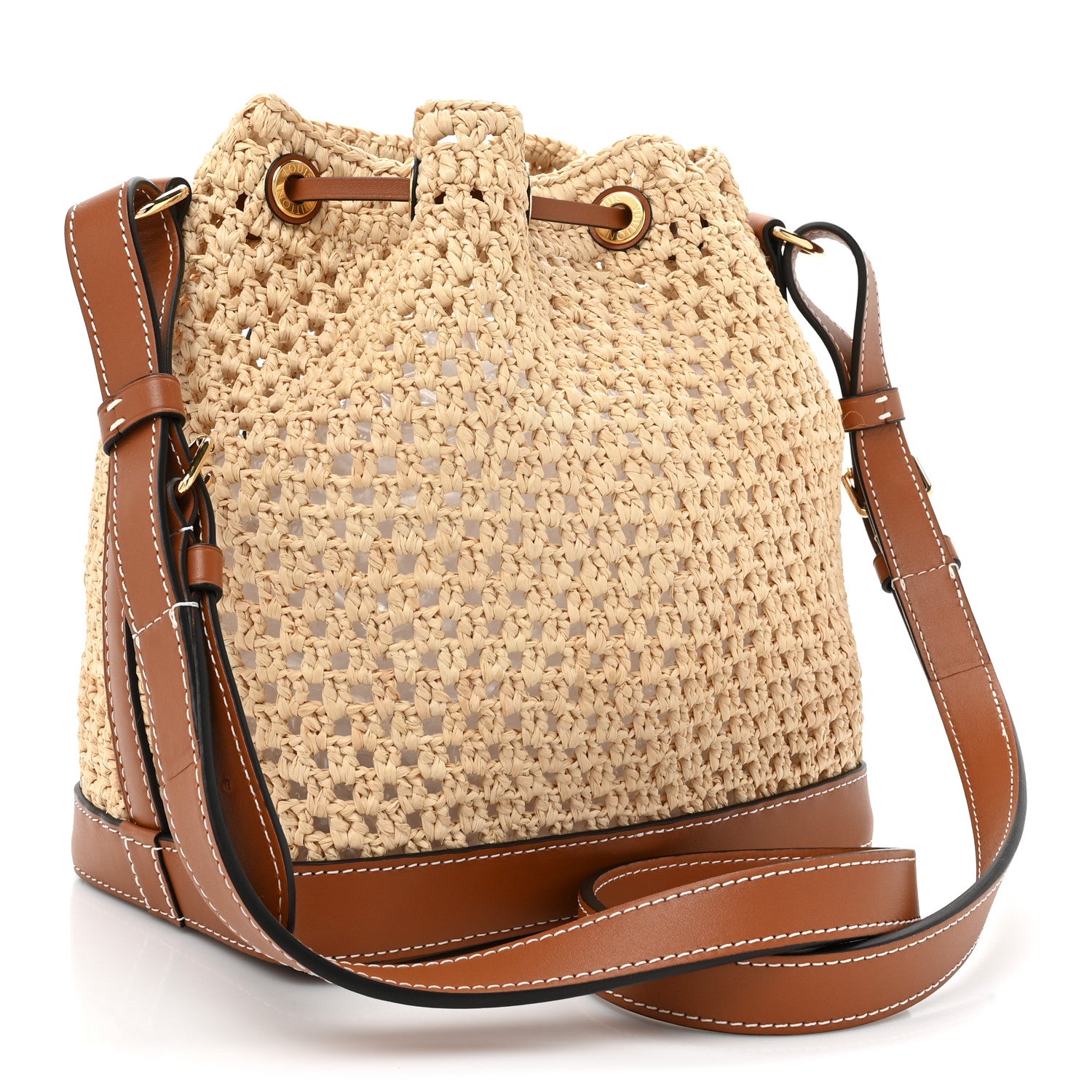 Louis Vuitton Raffia Calfskin Noe BB Natural Tan 3 of 9
