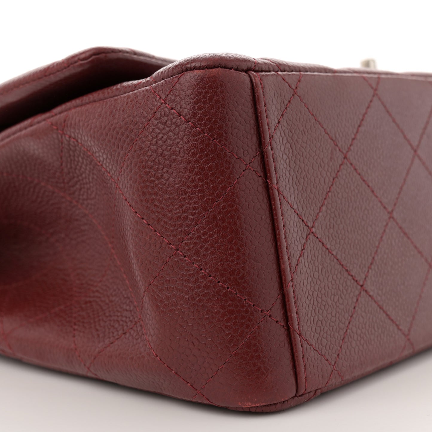 Caviar Quilted Maxi Double Flap Dark Red