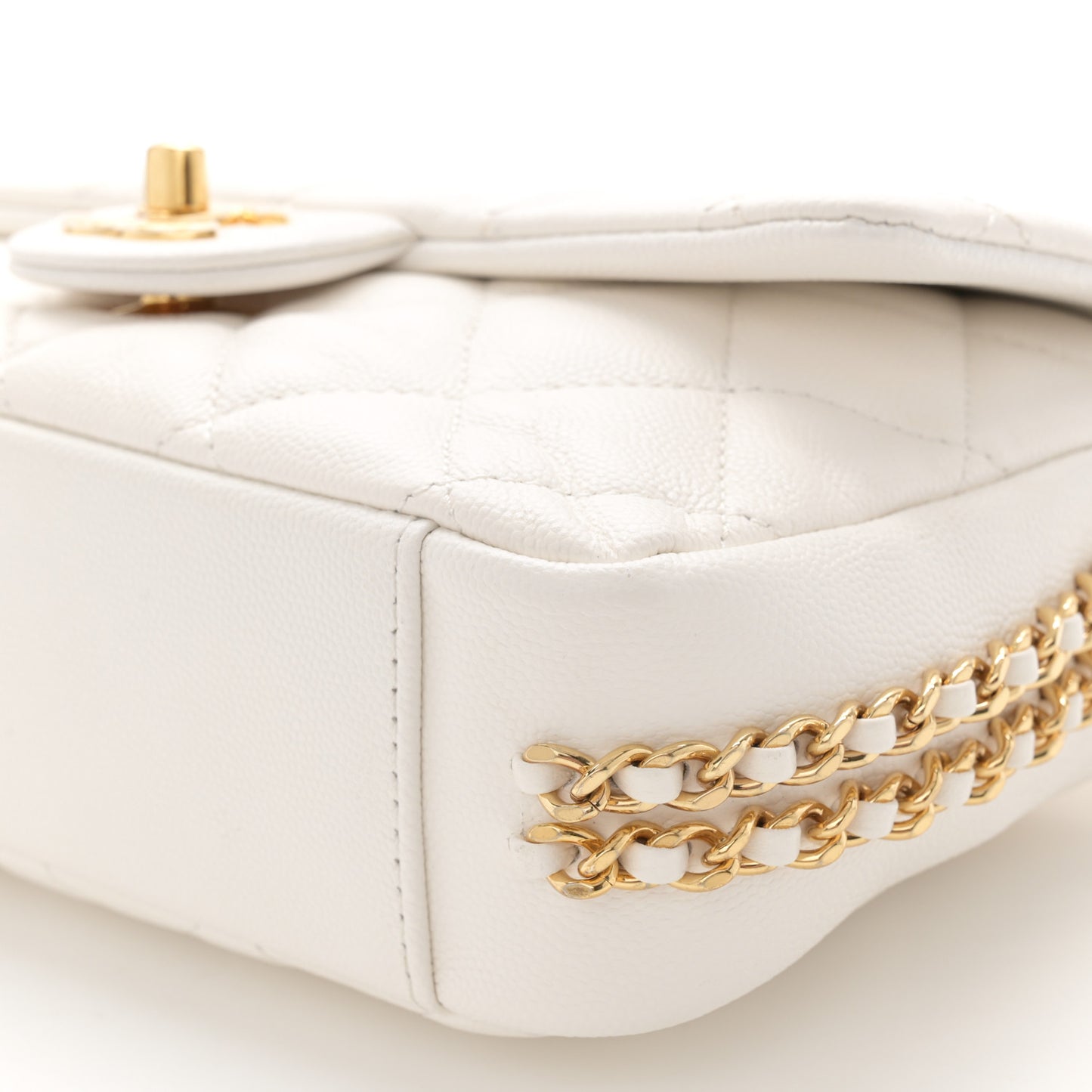 Caviar Quilted Mini CC You Flap White