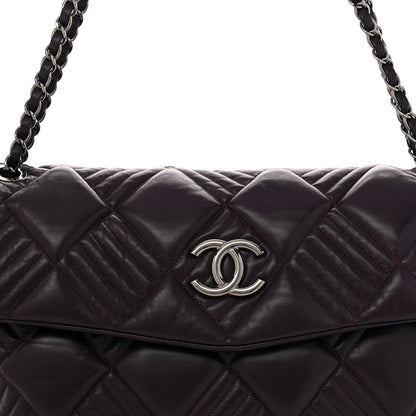 Chanel Lambskin In And Out XL Maxi Flap Dark Purple 8 of 11