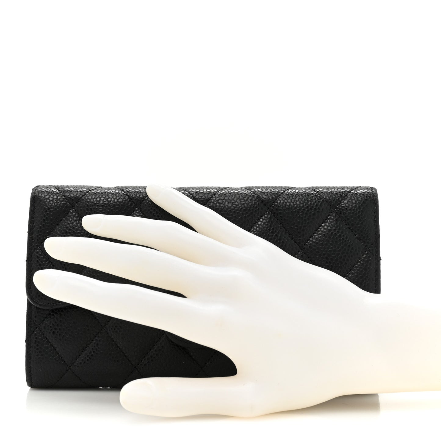 Caviar Quilted Large Flap Wallet Black