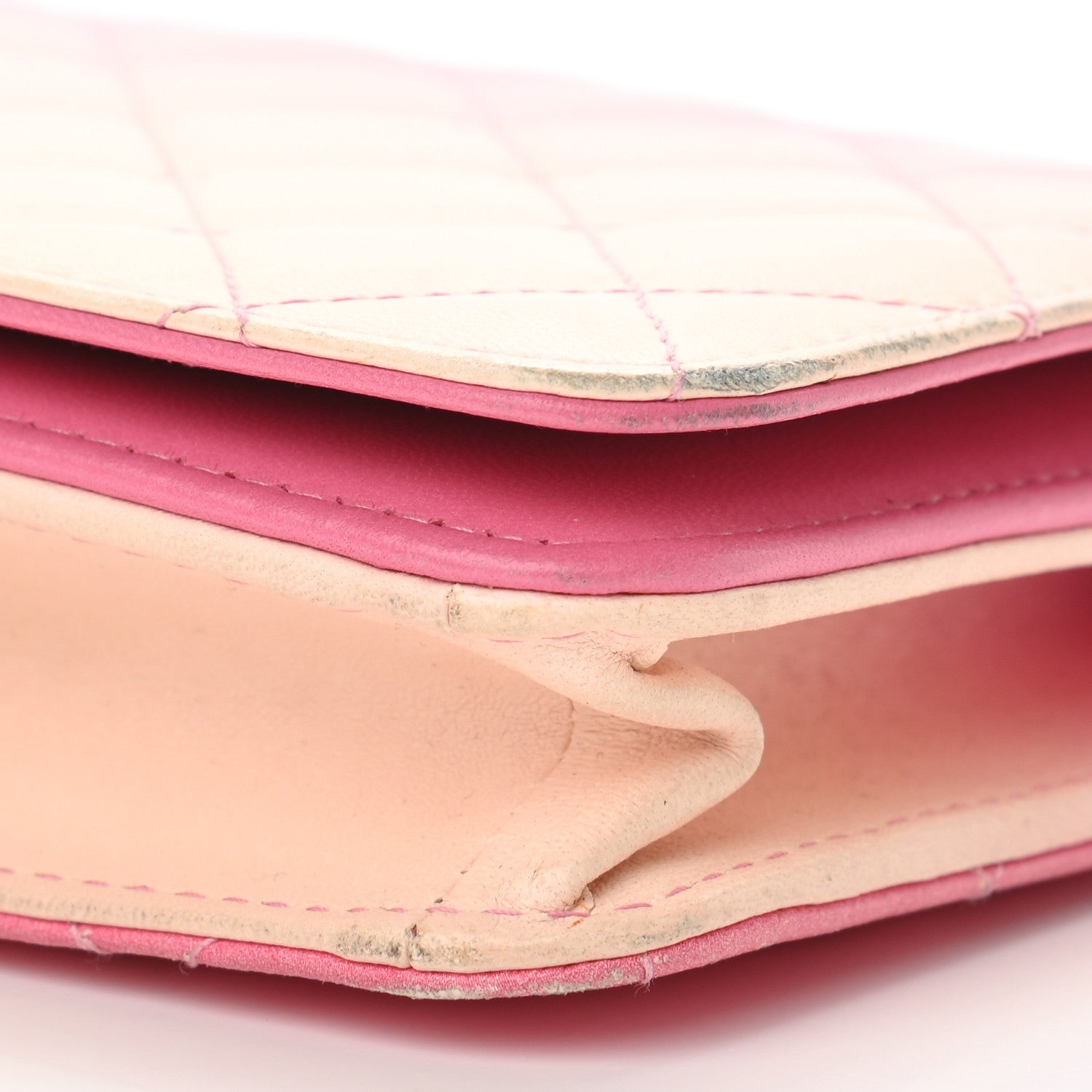 Chanel Faded Lambskin Quilted Zephyr Wallet on Chain WOC Dark Pink 6 of 14