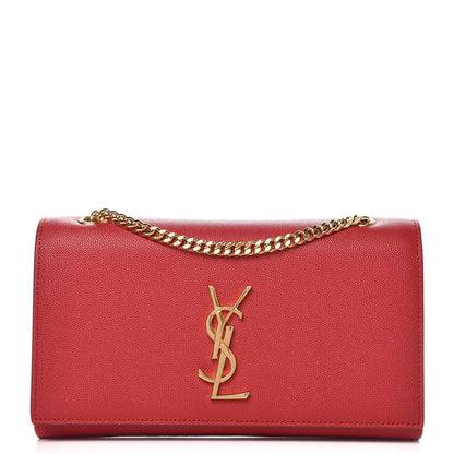 Saint Laurent Grain De Poudre Medium Monogram Kate Satchel Bandana Red 1 of 9