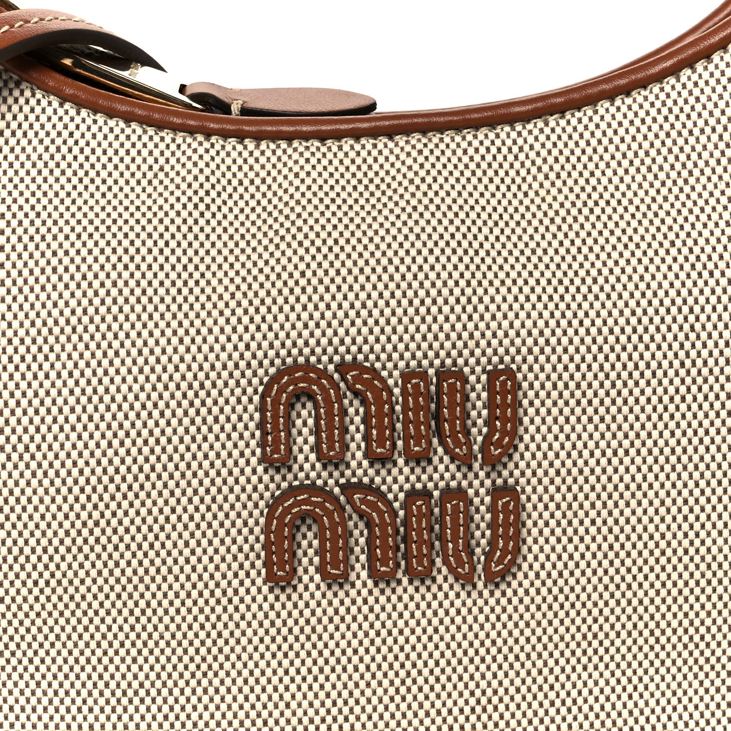 Miu Miu Canvas Calfskin Small Wander Hobo Naturale Brandy 7 of 9