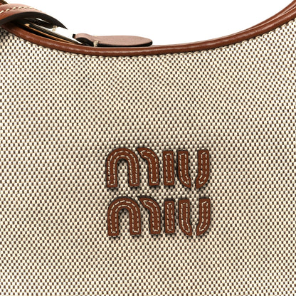 Miu Miu Canvas Calfskin Small Wander Hobo Naturale Brandy 7 of 9