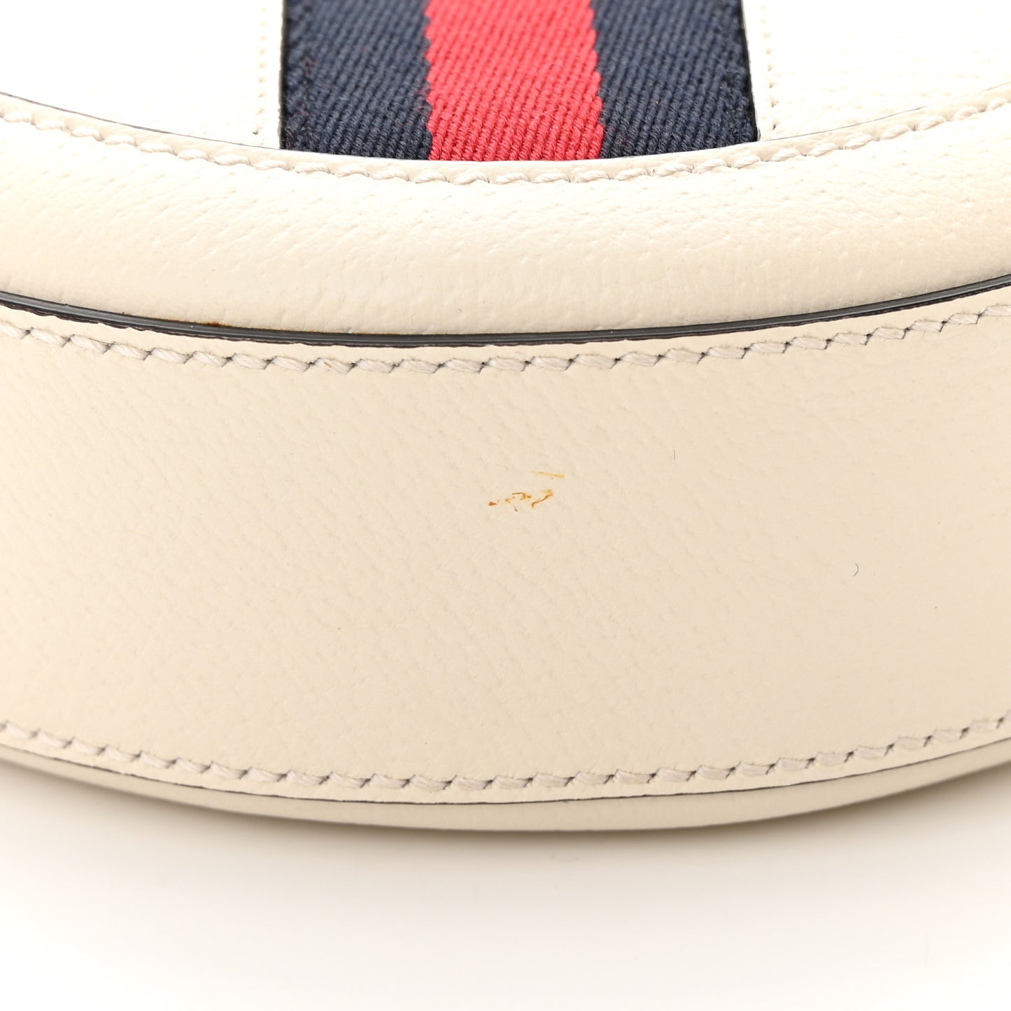 Textured Calfskin Web Mini Ophidia Round Shoulder Bag Mystic White