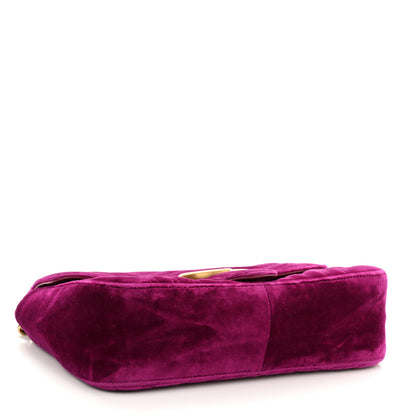 Gucci Velvet Matelasse Small GG Marmont Shoulder Bag Fuchsia Violet Cyclamen 4 of 10