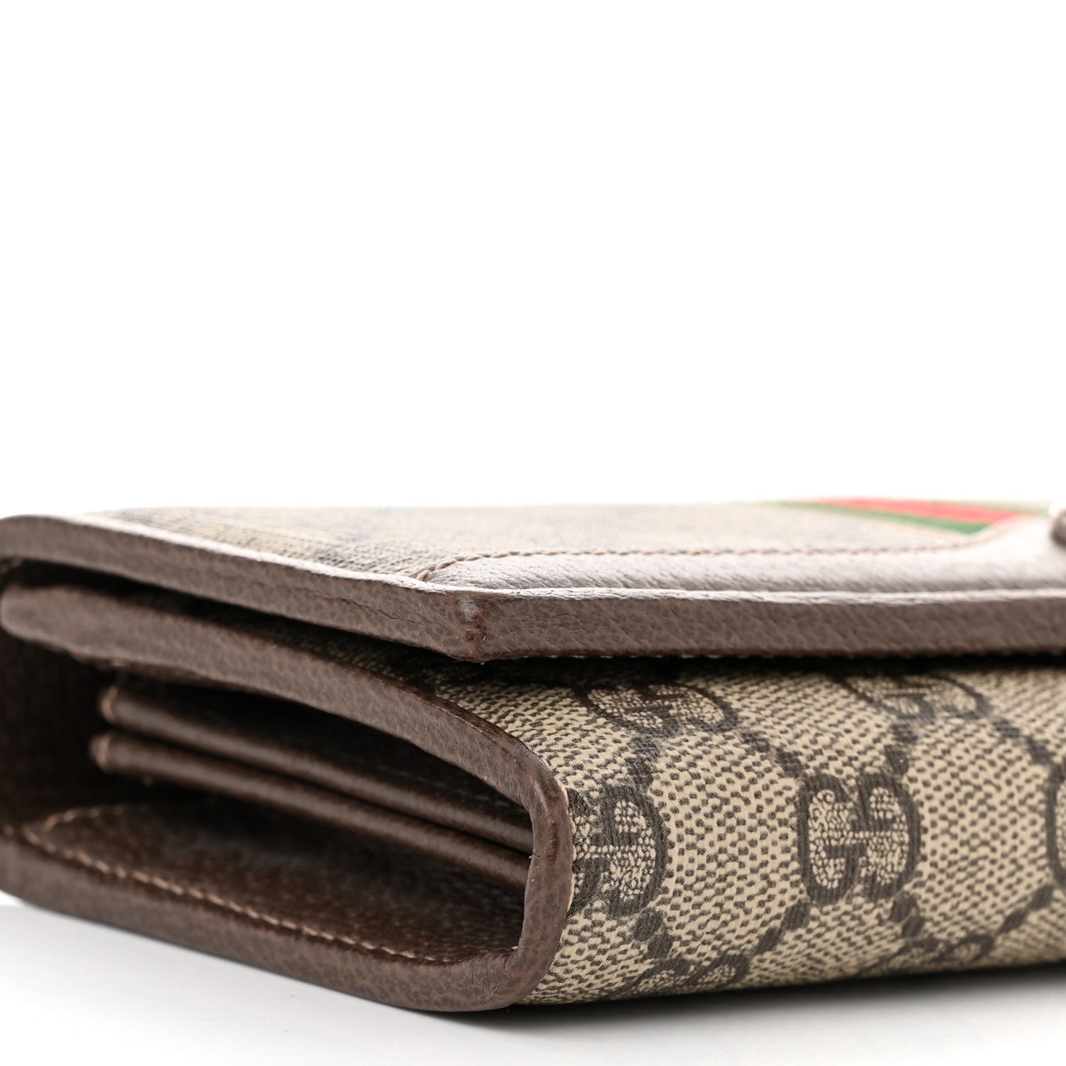 Gucci GG Supreme Monogram Web Ophidia Wallet On Chain Brown 9 of 11