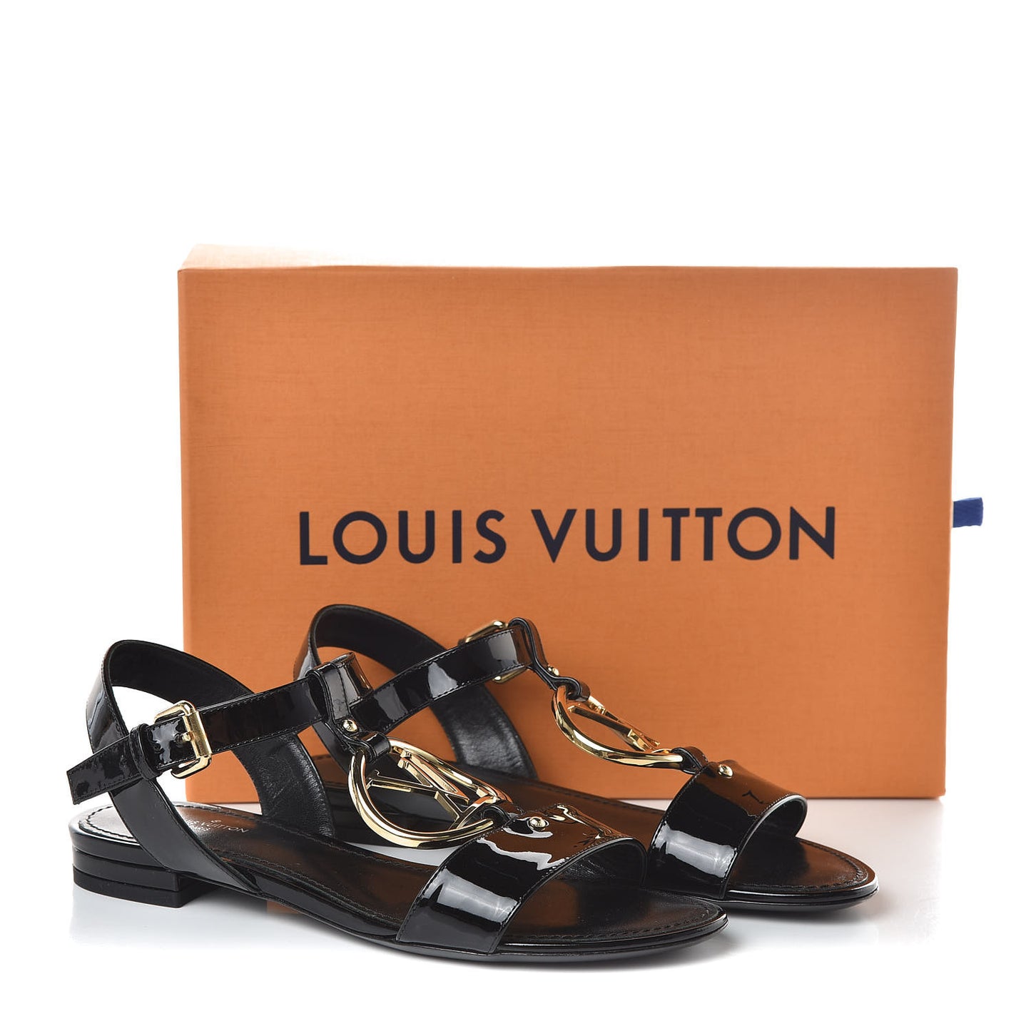 Patent Logo Flat Sandals 36.5 Black