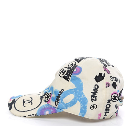 Chanel Canvas Printed Graffiti CC Cap Hat M Ivory Multicolor 2 of 7