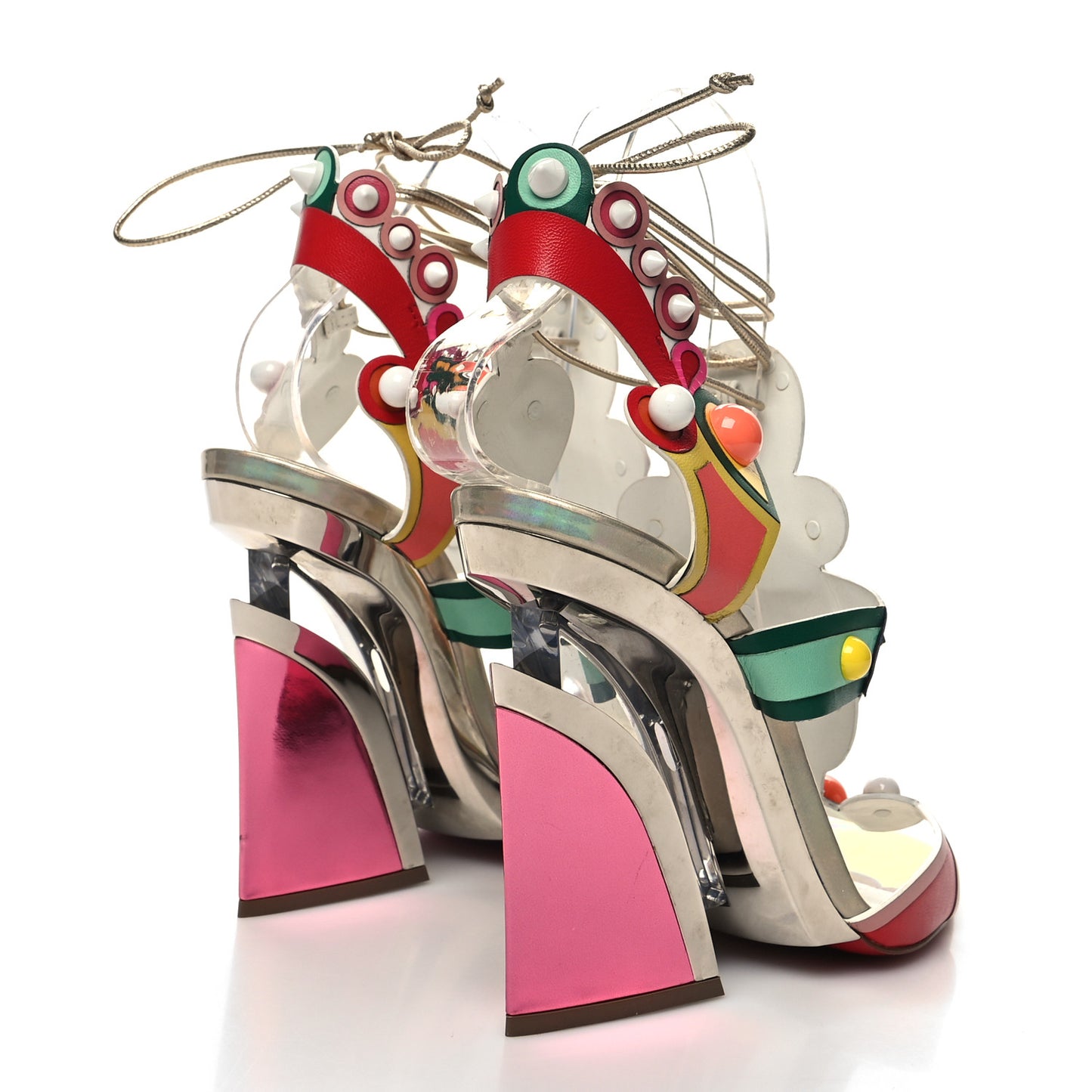 Calfskin Papagaya Levita Sandals 38 Multicolor