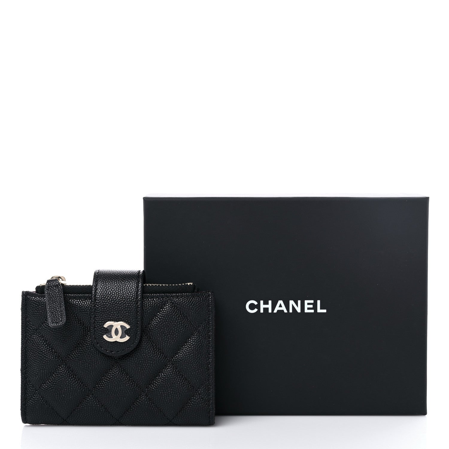 Chanel Caviar Quilted Compact Zipped Pocket Wallet Black 8 of 8