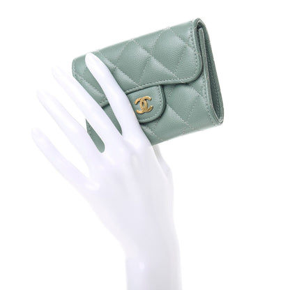 Chanel Iridescent Caviar Quilted Flap Card Holder Wallet Light Blue 2 of 9