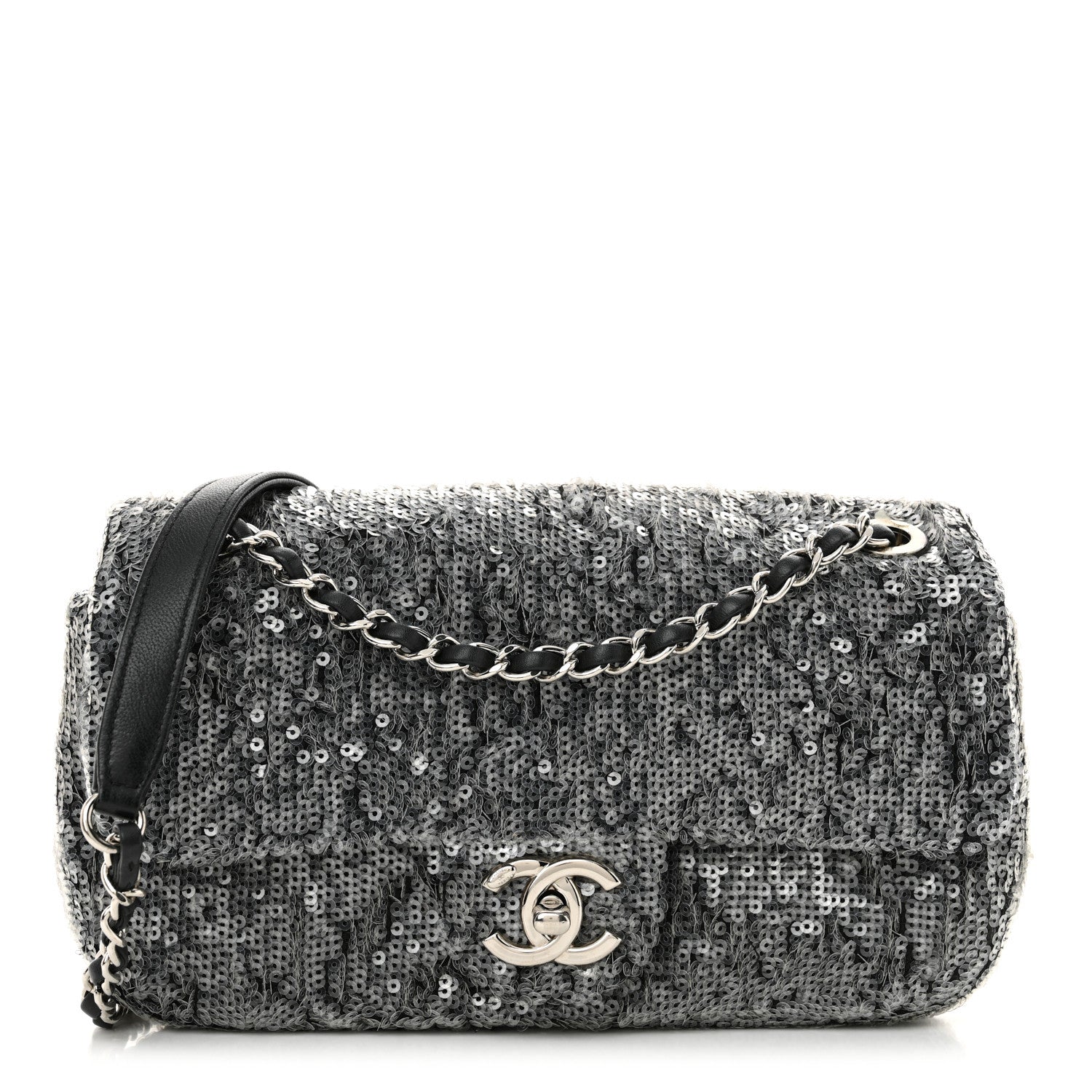 Chanel Sequin Small Single Flap Silver 1 of 10