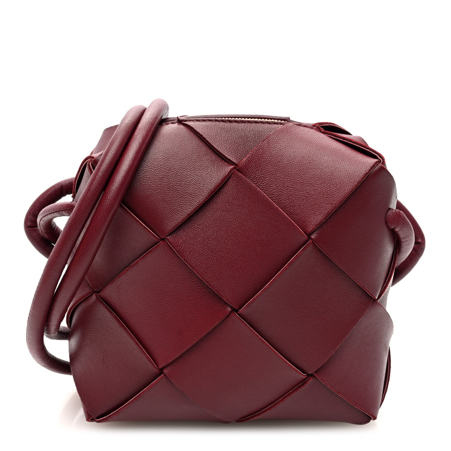 Bottega Veneta Lambskin Maxi Intrecciato Mini Cassette Camera Bag Bordeaux 1 of 9