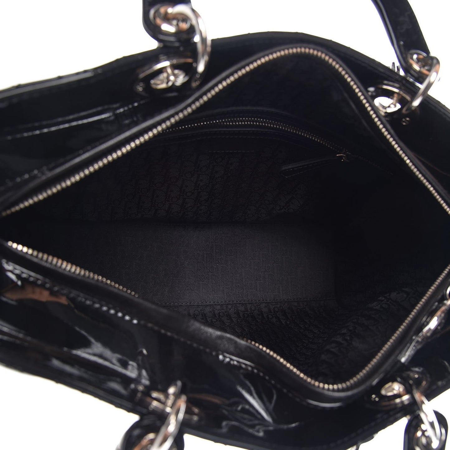 Patent Cannage Large Lady Dior Black