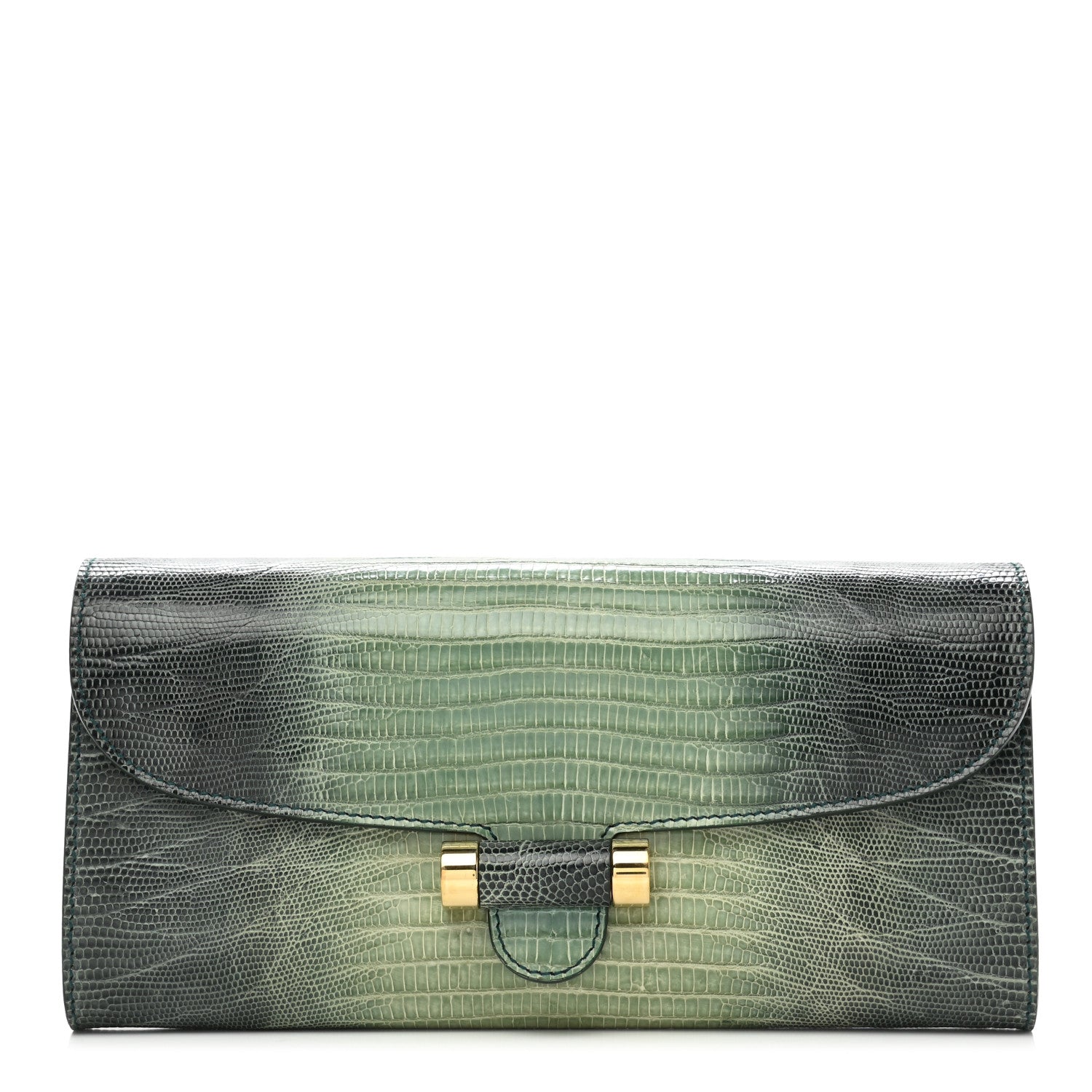 Saint Laurent Ombre Lizard Muse Clutch Green 1 of 7