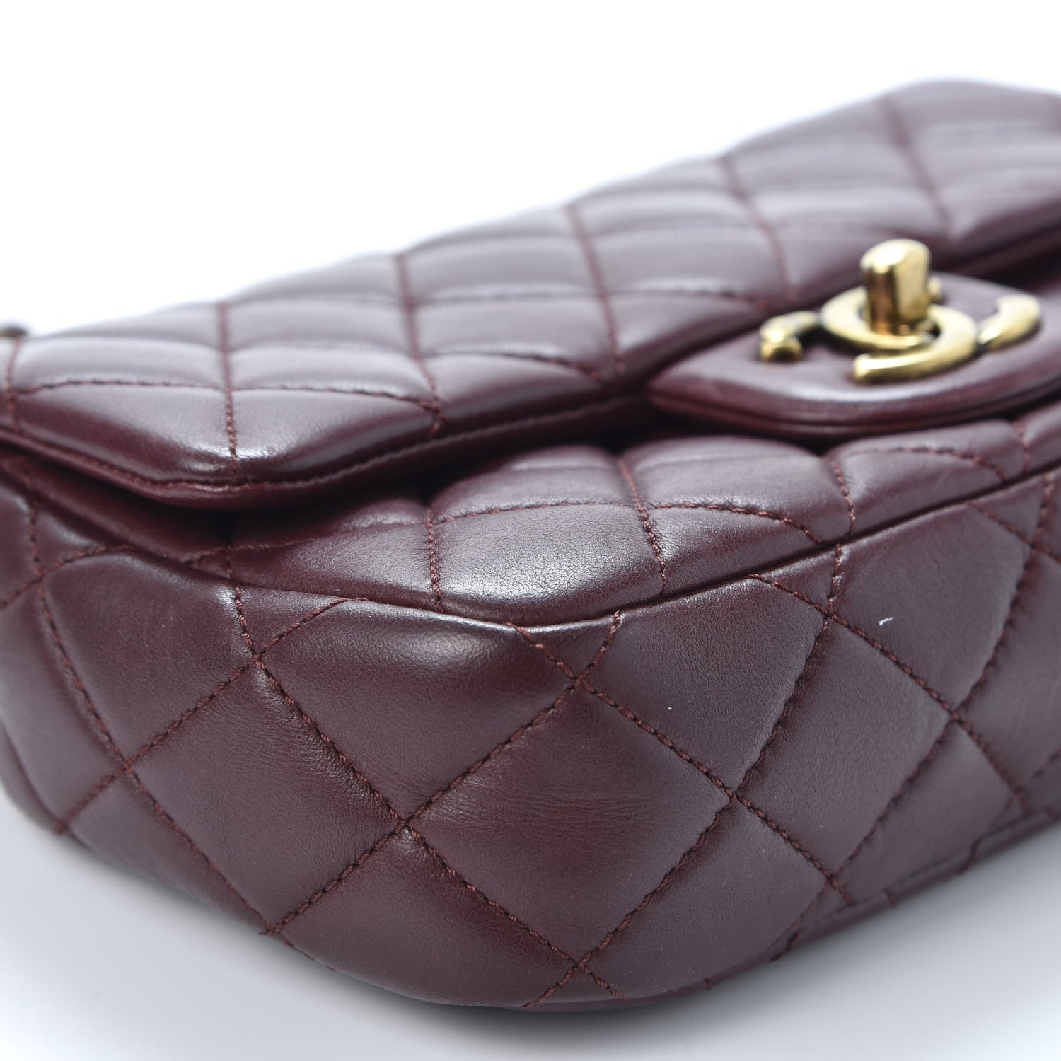 Chanel Lambskin Quilted Meat Packaged Mini Rectangular Flap Burgundy 5 of 9