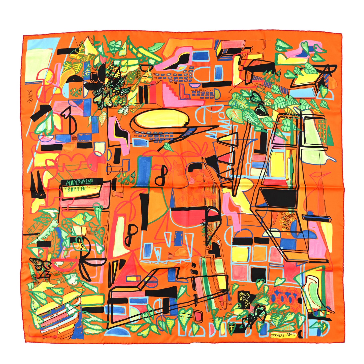 Silk Modernisme Tropical Scarf 90