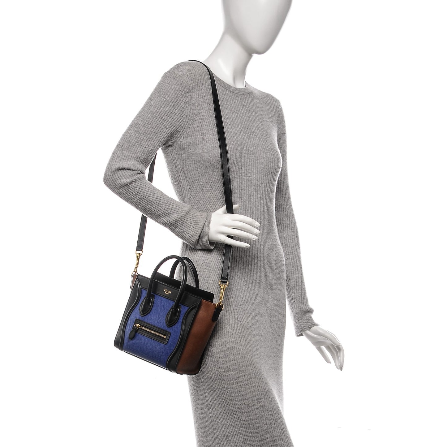 Smooth Drummed Calfskin Nano Tri-Color Luggage Indigo