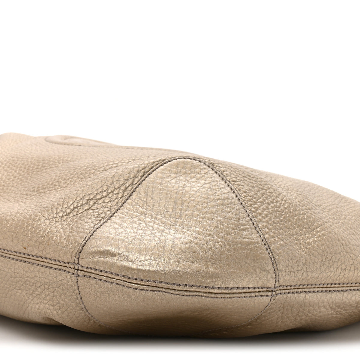 Metallic Pebbled Calfskin Medium Soho Chain Hobo Golden Beige
