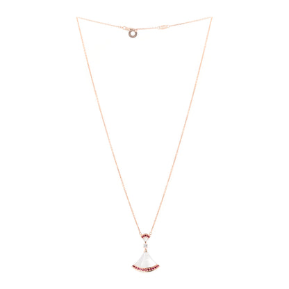 Bulgari 18K Rose Gold Diamond Ruby Mother of Pearl Large Divas' Dream Pendant Necklace 3 of 6
