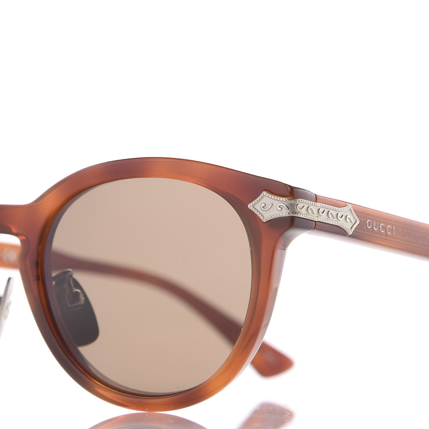 Gucci Acetate Round Metal Sunglasses GG0071S Havana 7 of 9