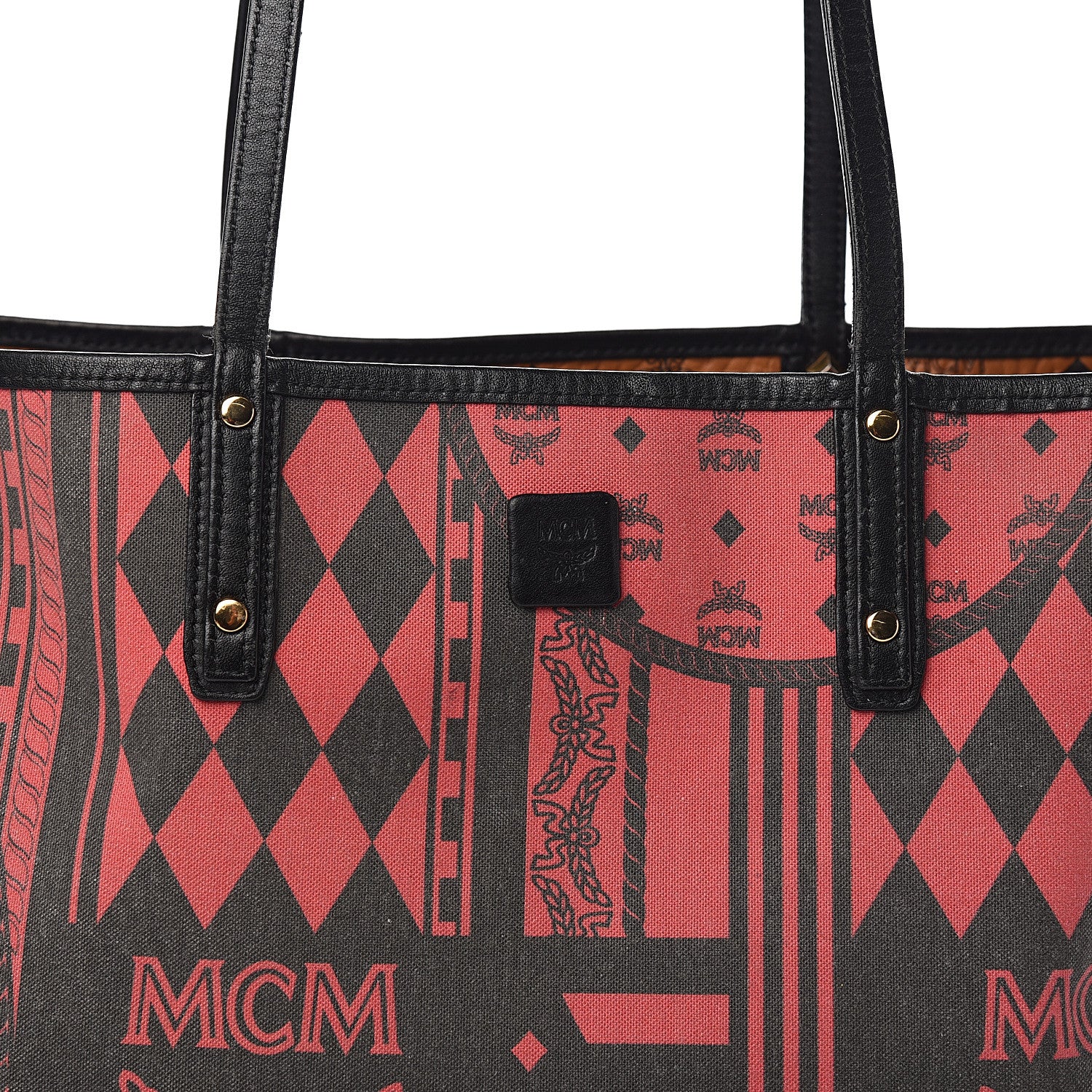 MCM Visetos Medium Project Reversible Shopper Tote Cognac 16 of 16