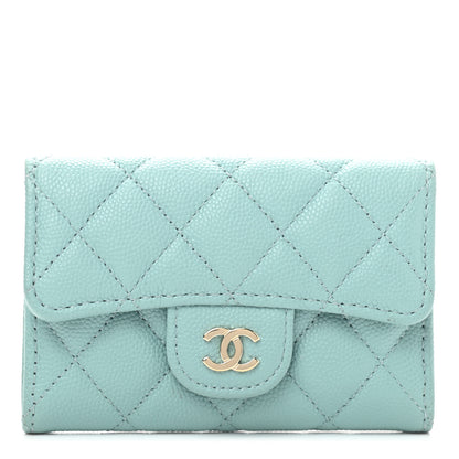 Chanel Caviar Quilted Flap Card Holder Wallet Light Blue 1 of 8