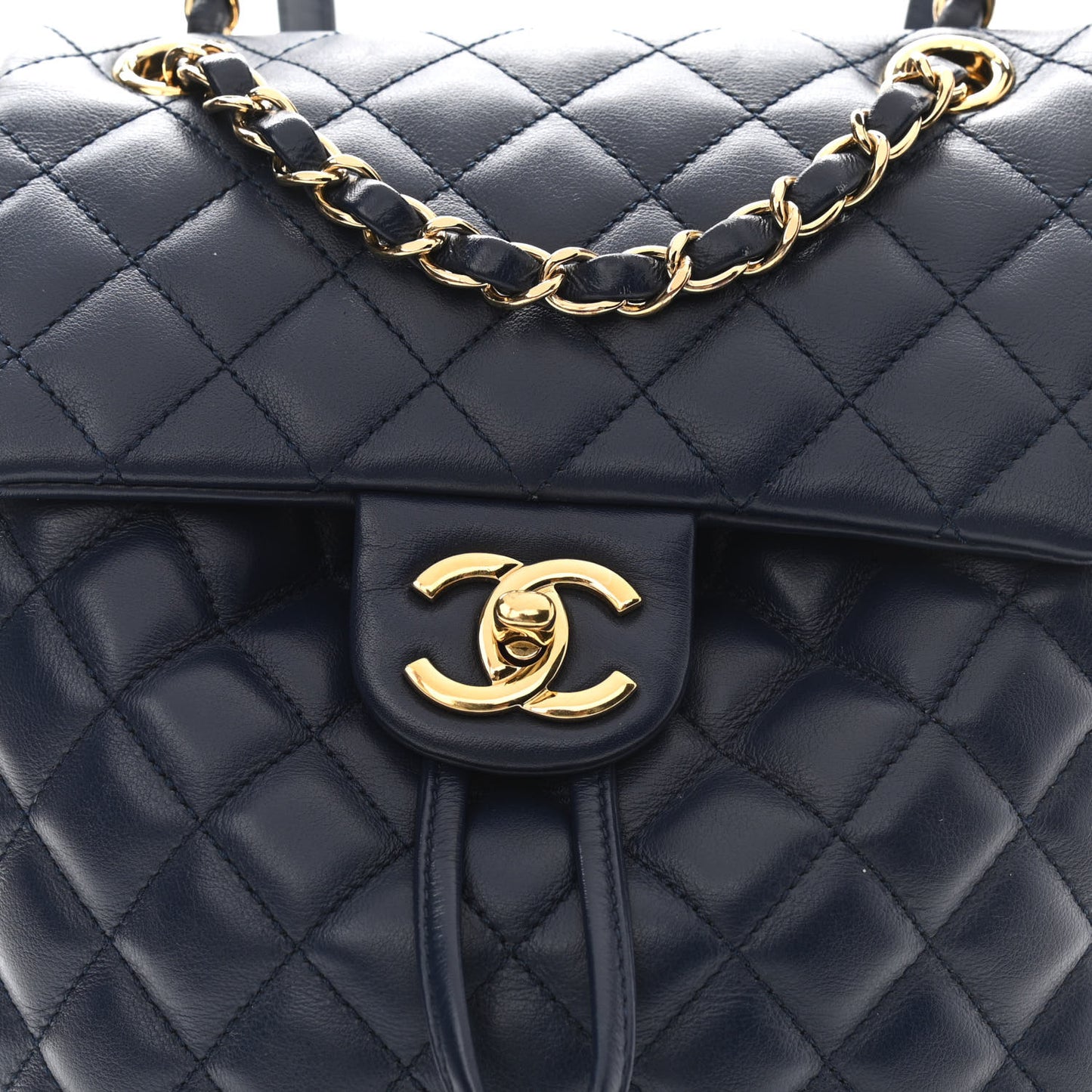 Lambskin Quilted Small Urban Spirit Backpack Navy