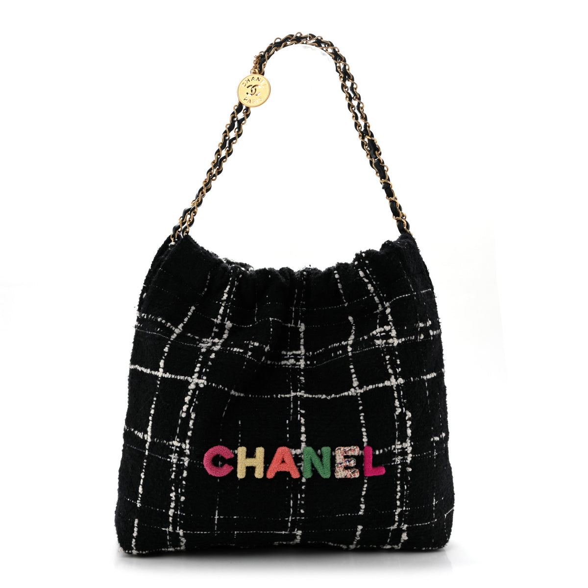 Wool Tweed Quilted Chanel 22 Black Multicolor