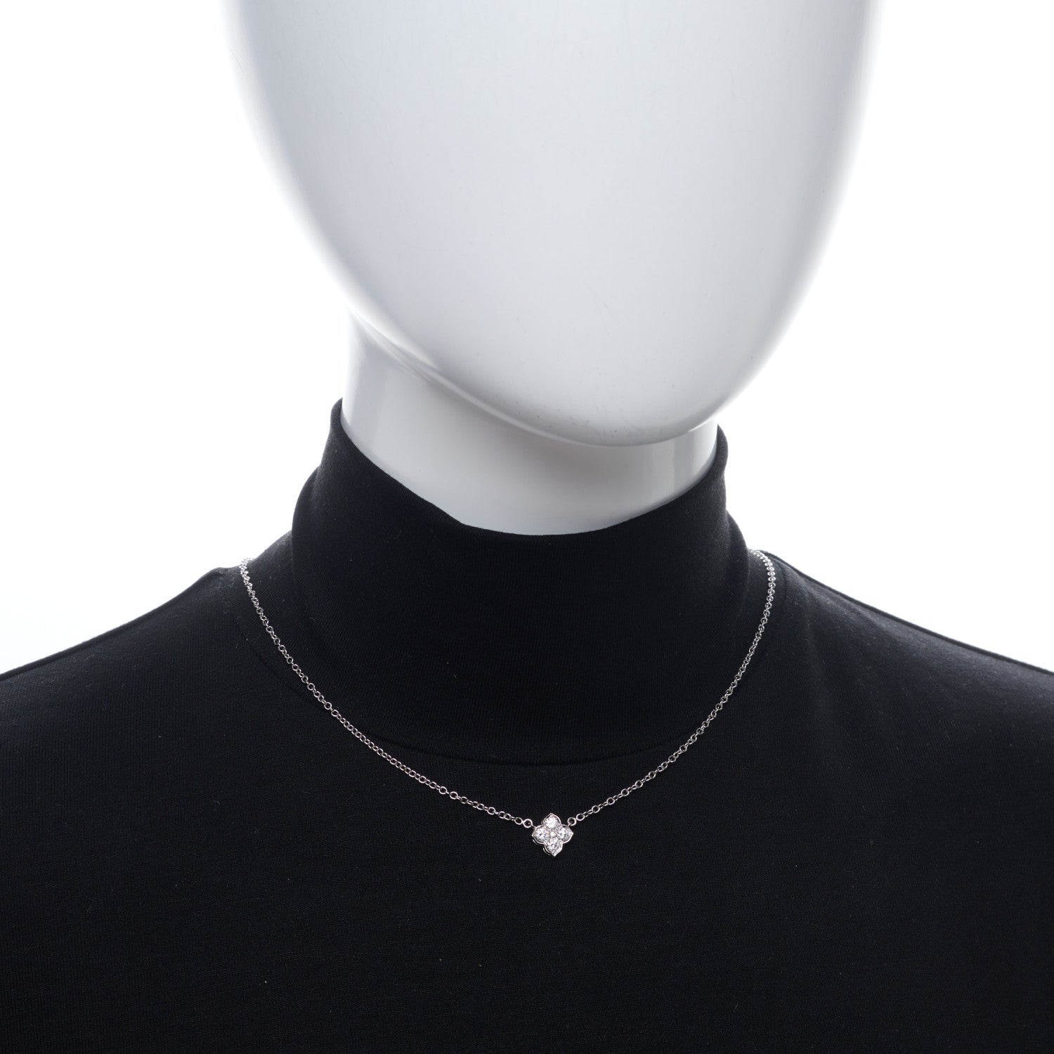 Cartier 18K White Gold Diamond .45ctw Hindu Floral Pendant Necklace 2 of 6