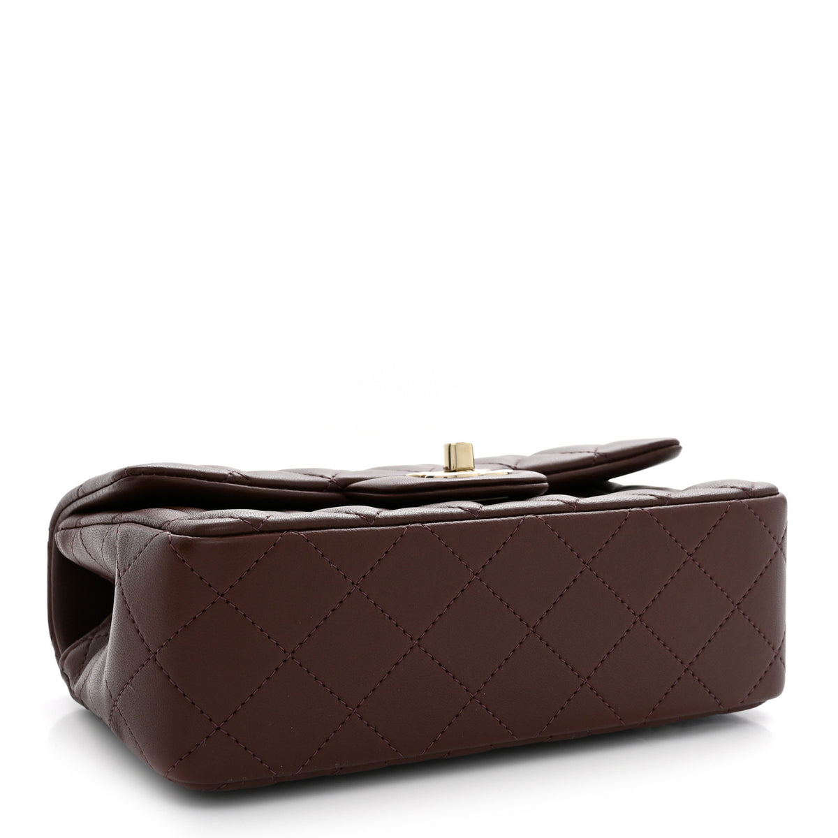 Chanel Lambskin Quilted Mini Top Handle Rectangular Flap Dark Brown 4 of 12