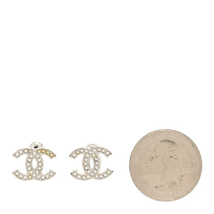 Chanel Crystal Timeless CC Earrings Silver 2 of 10