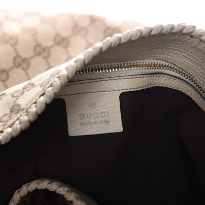 Gucci Monogram Large Horsebit Chain Hobo Off White 6 of 7