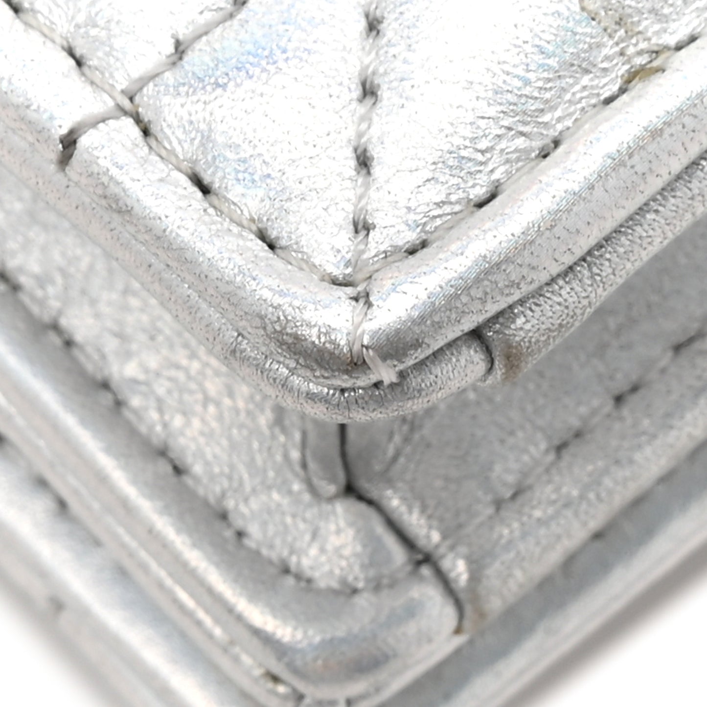 Iridescent Metallic Lambskin Cannage Mini My Dior Bag Silver