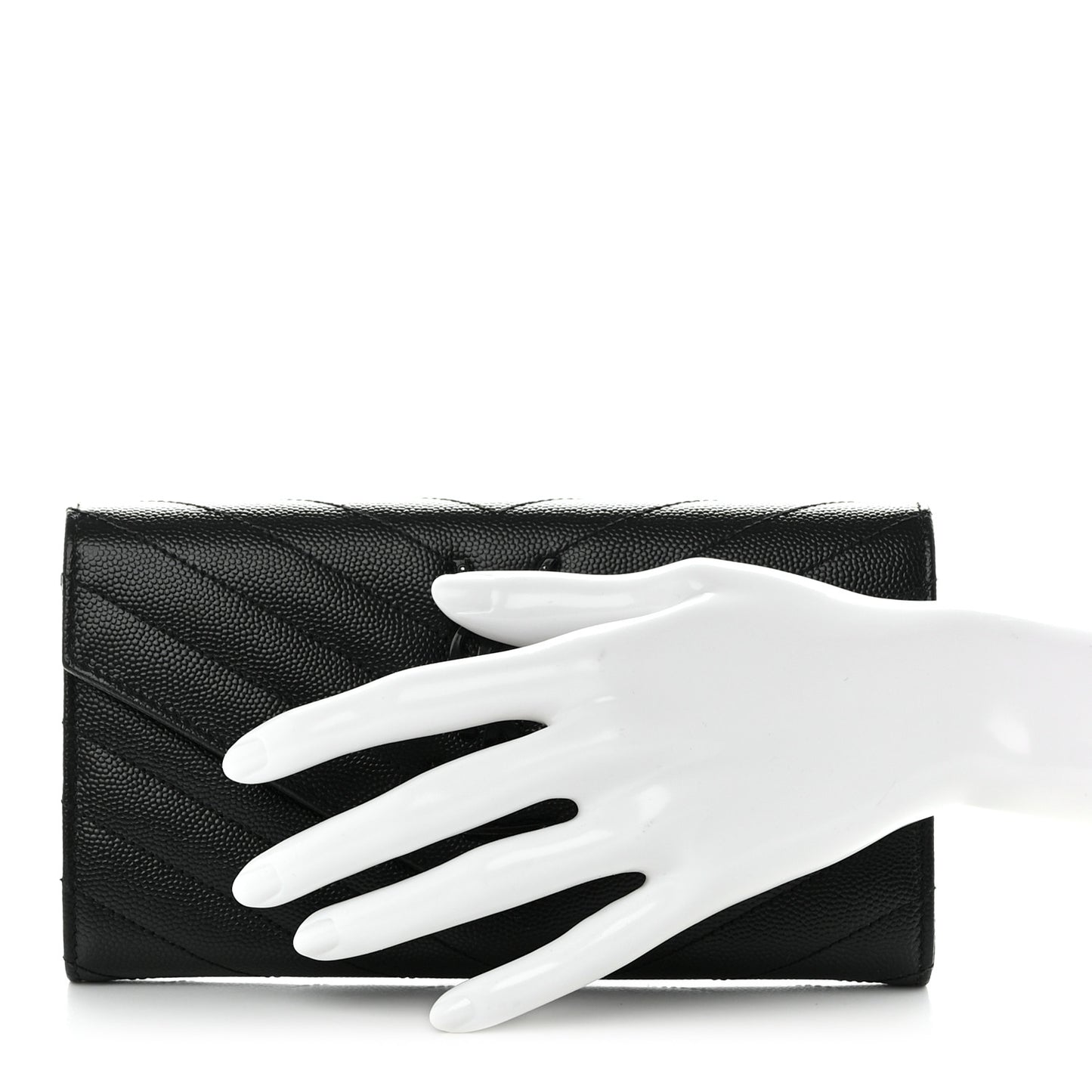 Grain De Poudre Matelasse Chevron Monogram Flap Wallet Black