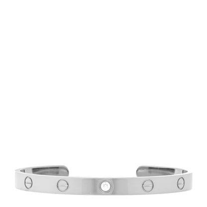 Cartier 18K White Gold 1 Diamond LOVE Cuff Bracelet 18 1 of 4