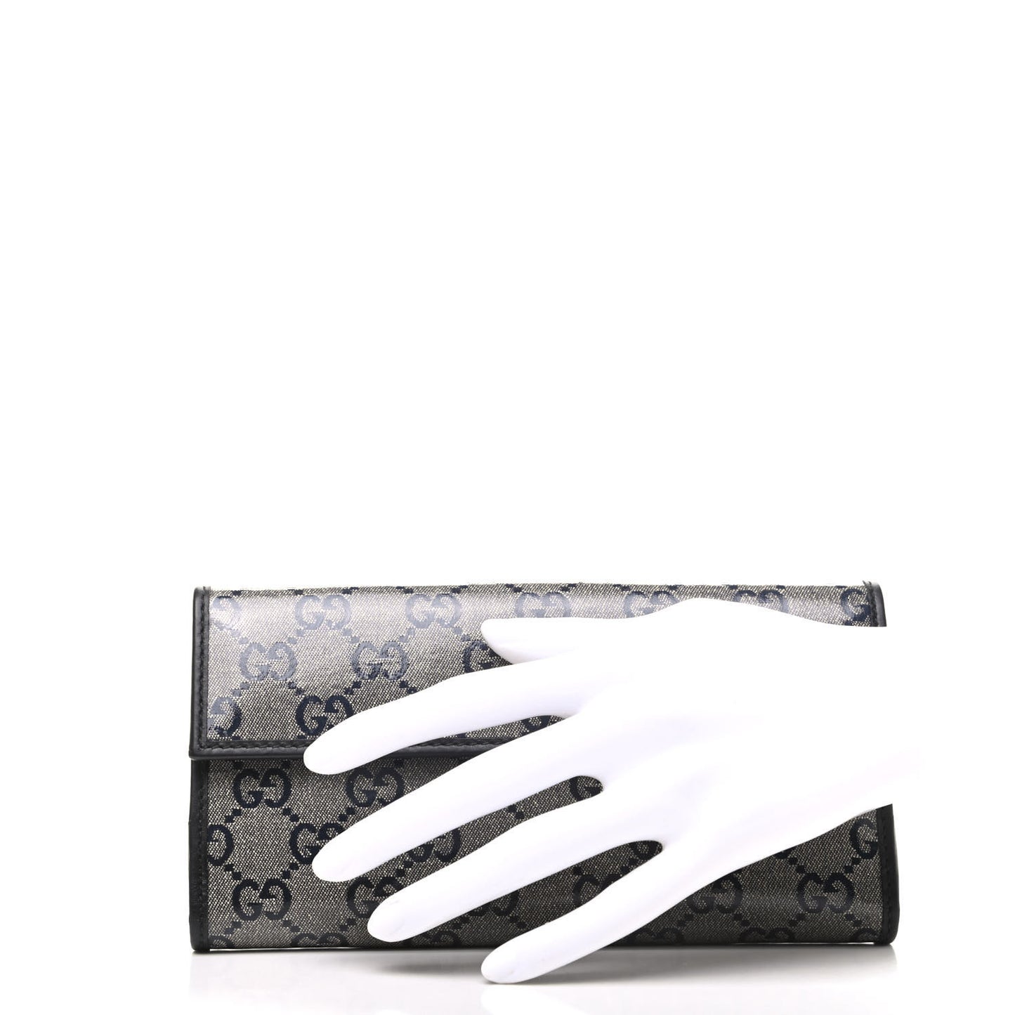 Crystal Monogram Icon Bar Continental Flap Wallet Dark Blue
