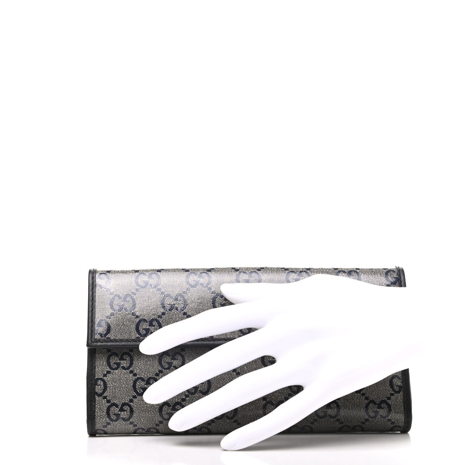 Gucci Crystal Monogram Icon Bar Continental Flap Wallet Dark Blue 2 of 9