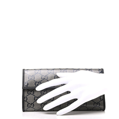 Gucci Crystal Monogram Icon Bar Continental Flap Wallet Dark Blue 2 of 9