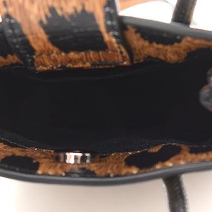 Balenciaga Smooth Calfskin Leopard Print Logo Shopping Phone Holder Bag Beige Black 5 of 8