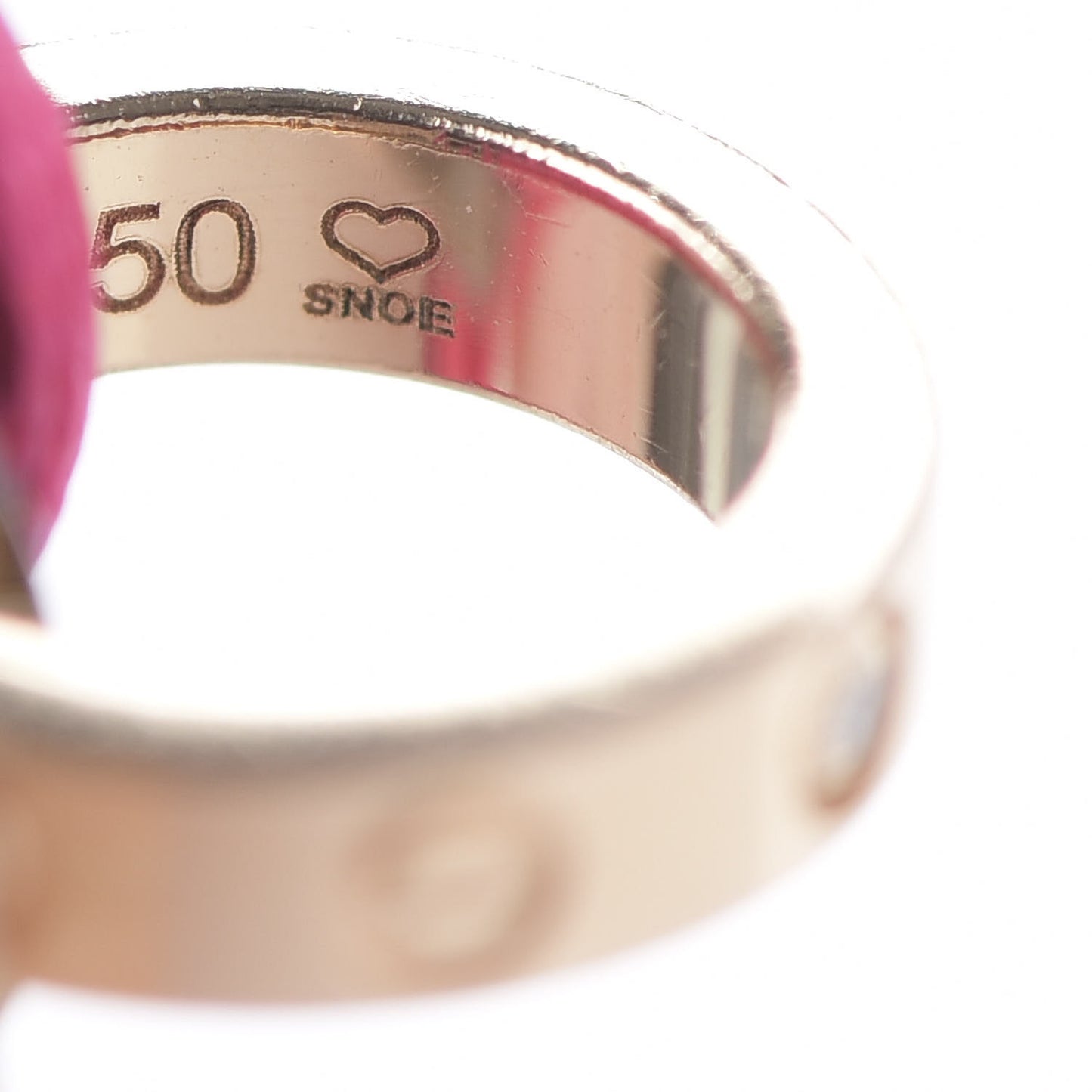 18K Pink Gold Ceramic 4 Diamond LOVE Cord Bracelet Hot Pink