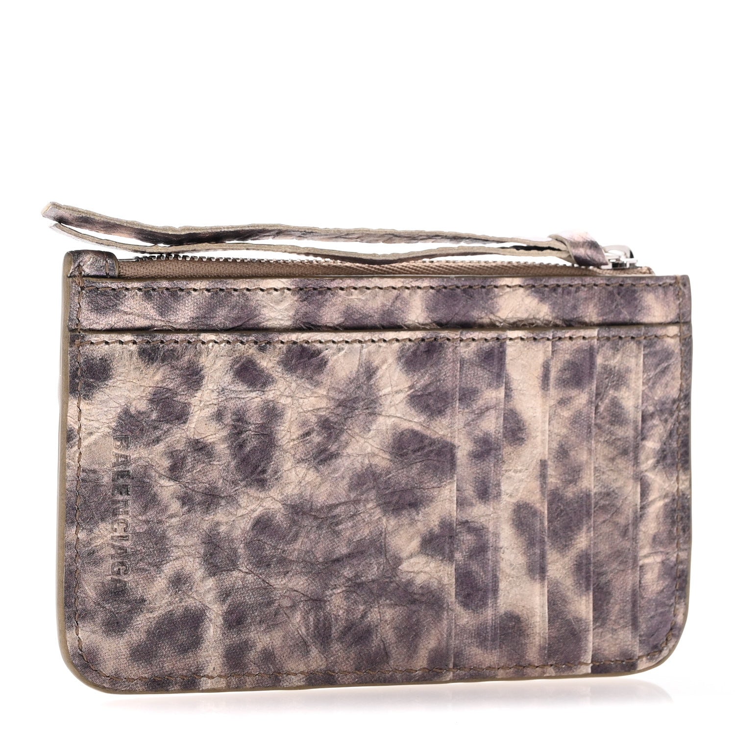 Balenciaga Agneau Leopard Print Le Cagole Coin Card Holder Brown 3 of 11