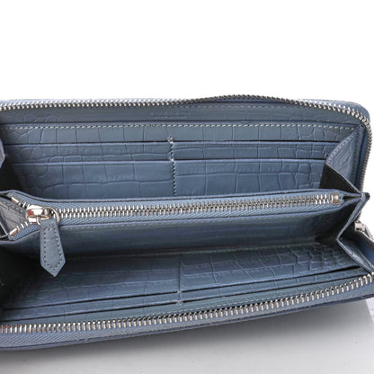 Givenchy Crocodile Embossed Calfskin Zip Around Wallet Light Blue 5 of 8